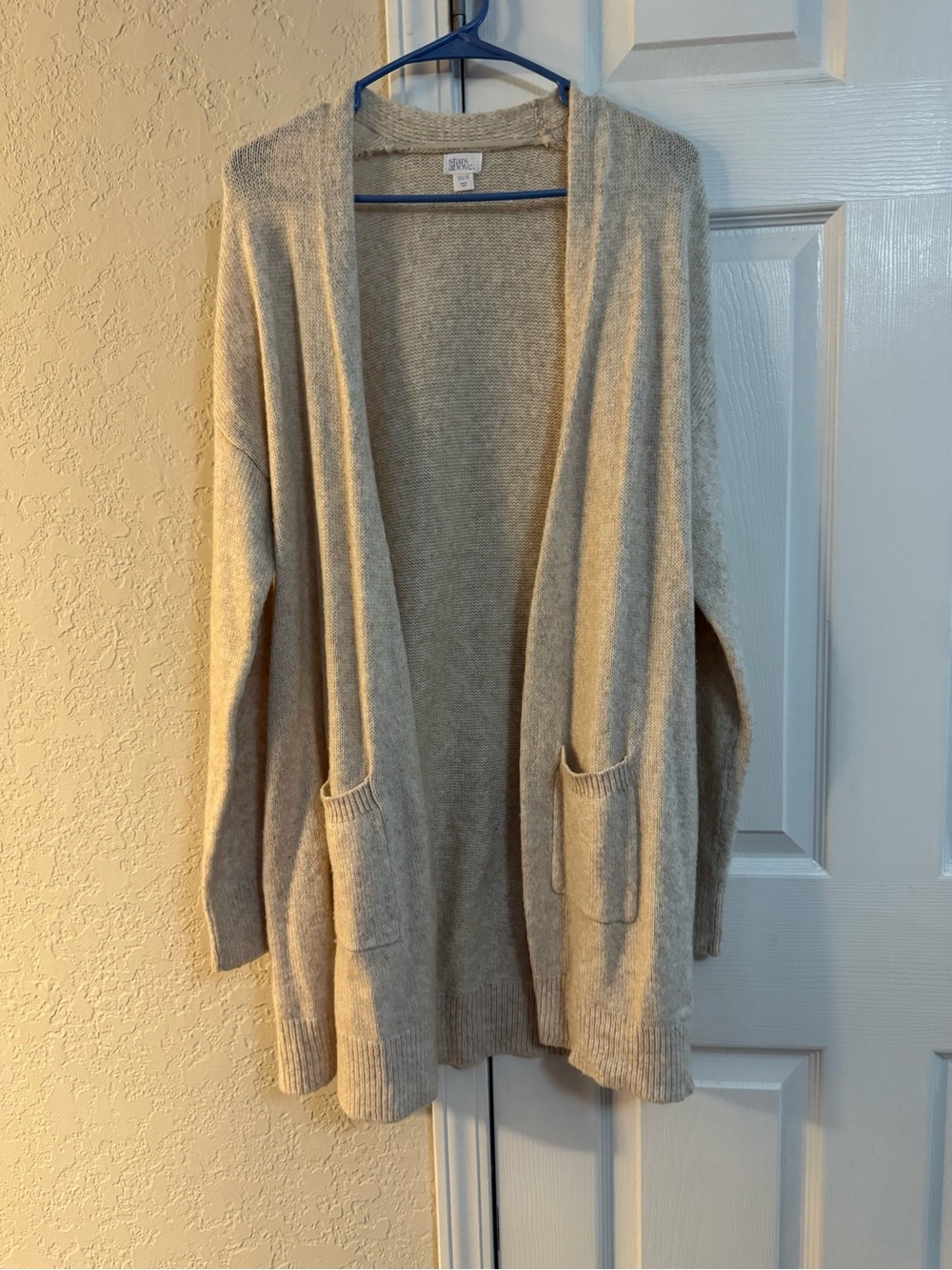 Women’s stars above Cozy Open-Front Beige Knit Cardigan Sweater